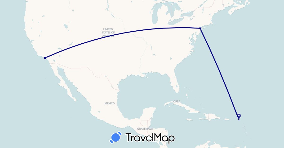 TravelMap itinerary: driving in Netherlands Antilles, United States (North America)